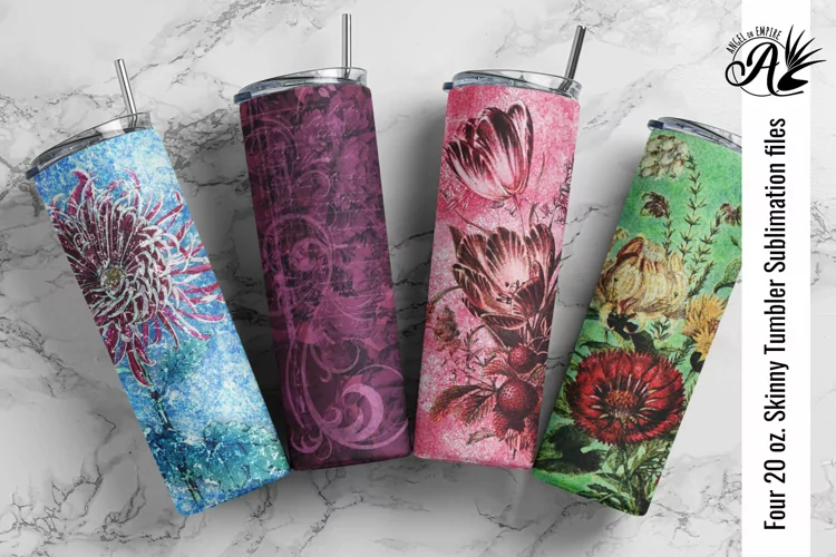 Vintage Floral Grunge Skinny Tumbler wraps