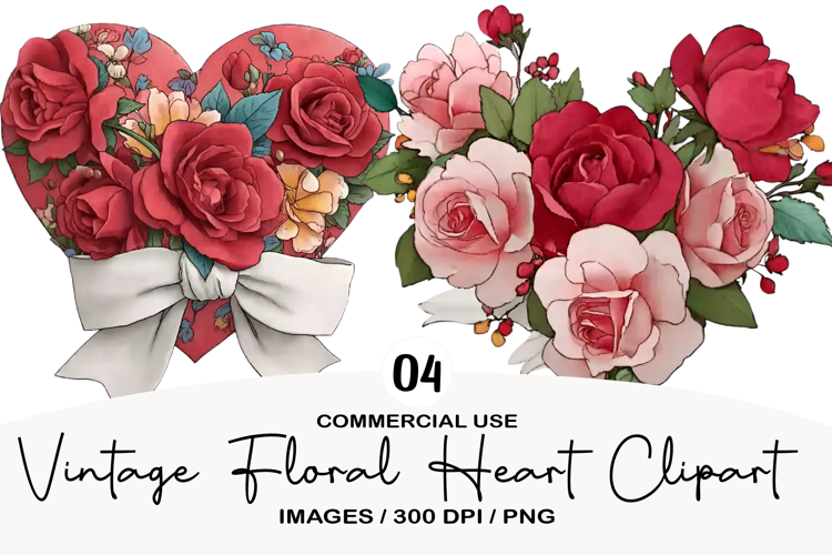 Vintage Floral Heart Clipart