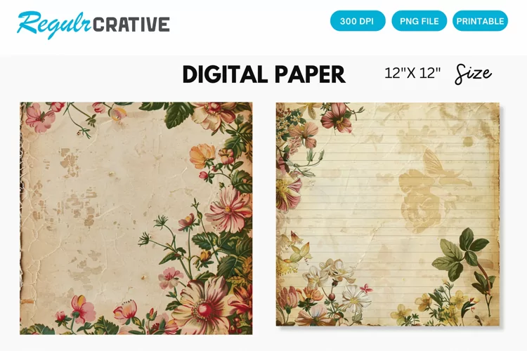 Vintage Floral Seamless Digital Paper