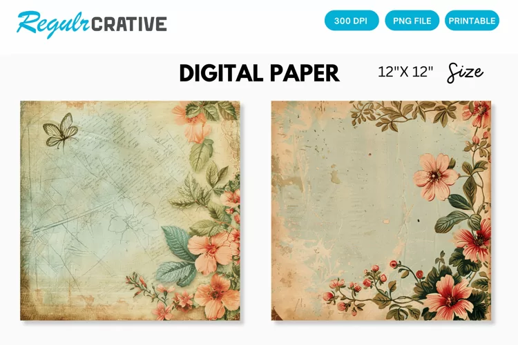 Vintage Floral Seamless Digital Paper