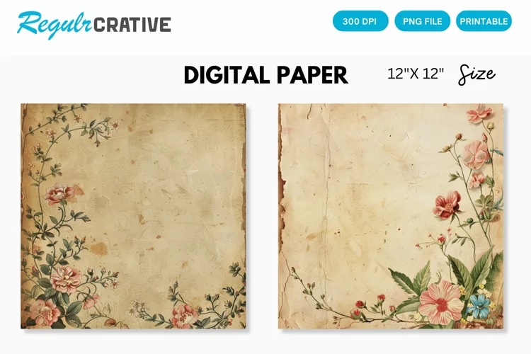Vintage Floral Seamless Digital Paper