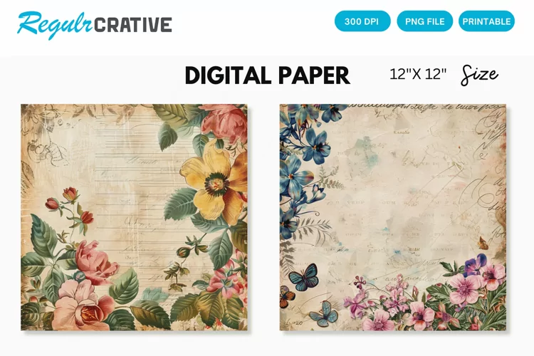 Vintage Floral Seamless Digital Paper