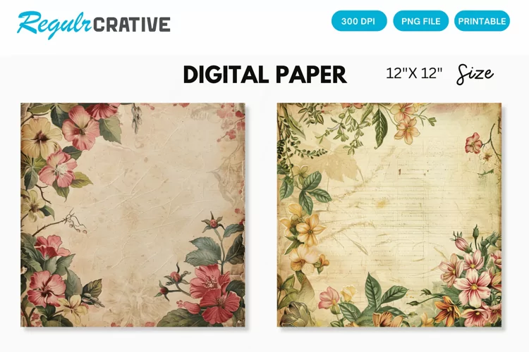 Vintage Floral Seamless Digital Paper