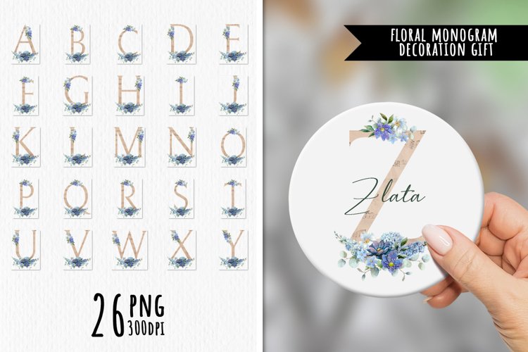 Vintage Floral Monogram Bundle example image 1