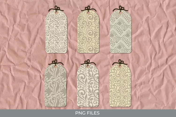 Vintage Floral Ornamental Patterned Shaped Tags