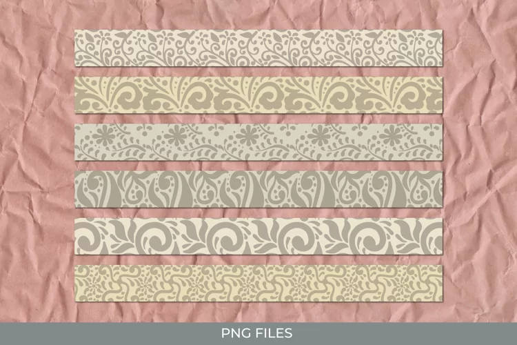 Vintage Floral Ornamental Seamless Strips