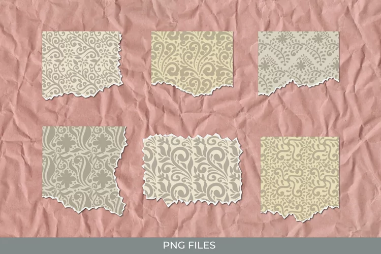 Vintage Floral Ornamental Torn Paper