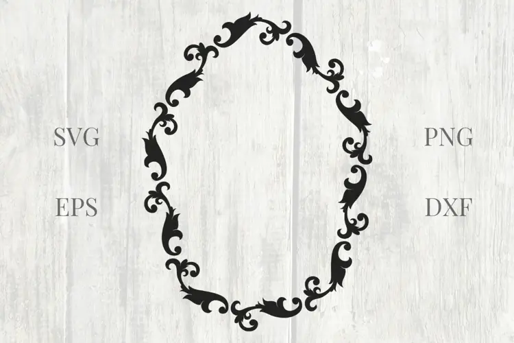 Vintage Leaves Oval Wedding Frame SVG