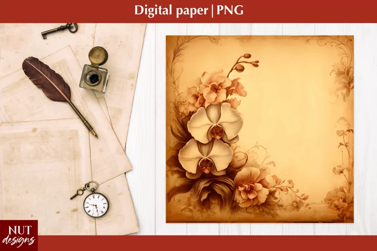 Vintage Digital paper Mothers day floral Old paper scrapbook