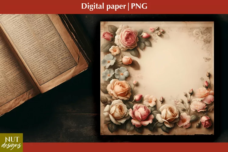 Vintage Digital paper scrapbooking Mothers day floral paper