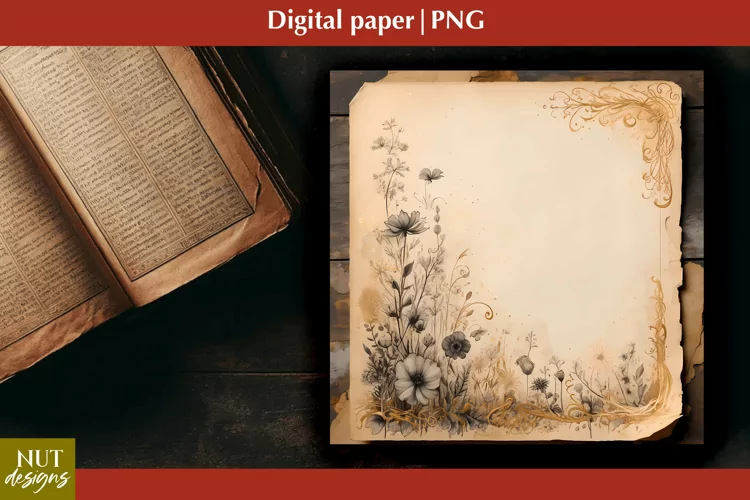 Vintage Digital paper Mothers day floral Old paper