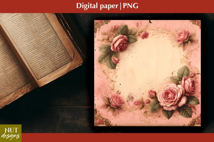 Vintage Digital paper Mothers day floral Old paper scrapbook