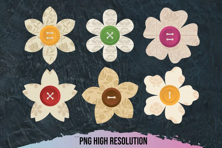 Vintage Floral Pattern with Buttons