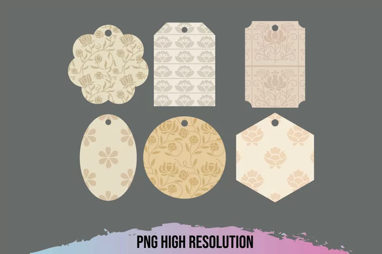 Vintage Floral Pattern Shaped Tags