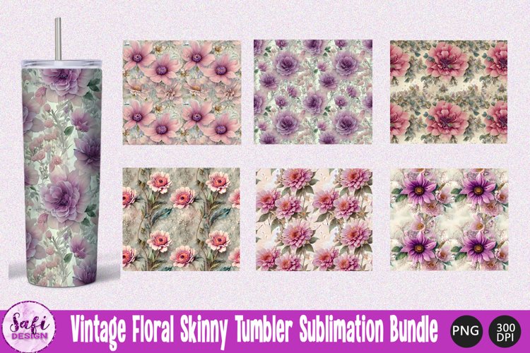 Vintage Floral Skinny Tumbler Sublimation Bundle