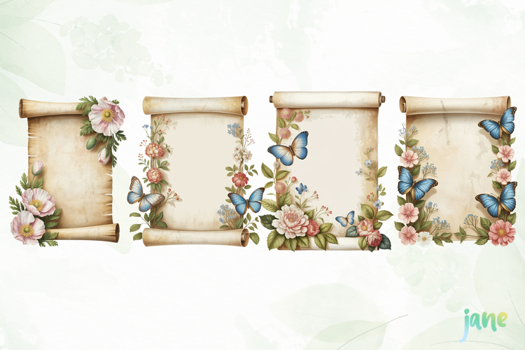 Vintage Floral Watercolor Clipart