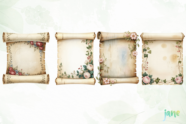 Vintage Floral Watercolor Clipart