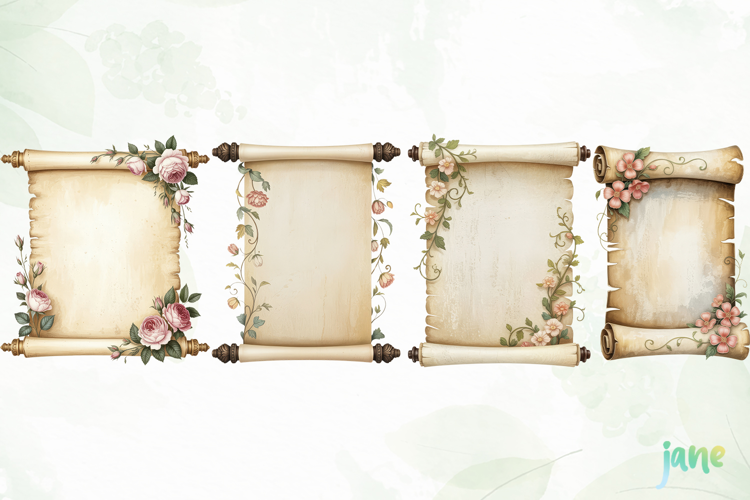 Vintage Floral Watercolor Clipart