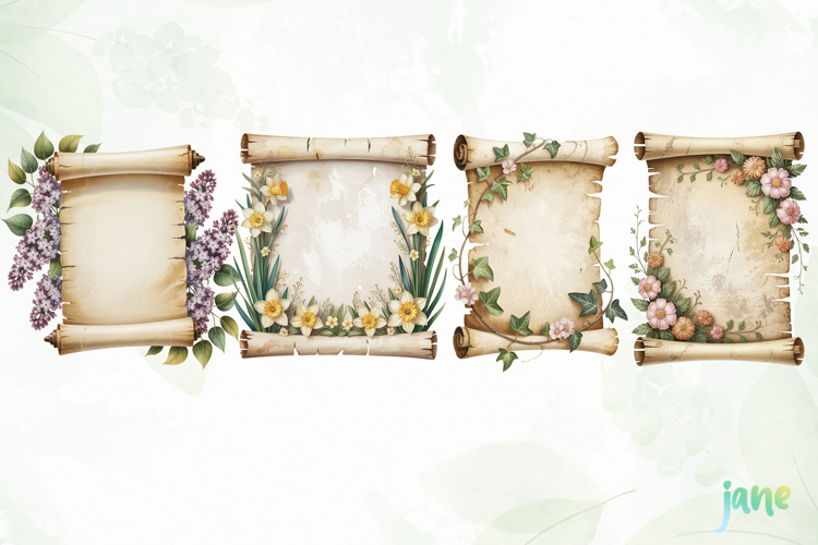 Vintage Floral Watercolor Clipart