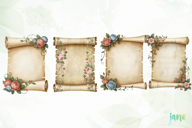 Vintage Floral Watercolor Clipart