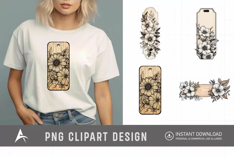 Watercolor Vintage Floral Wooden Board Clipart