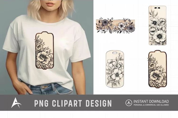 Watercolor Vintage Floral Wooden Board Clipart