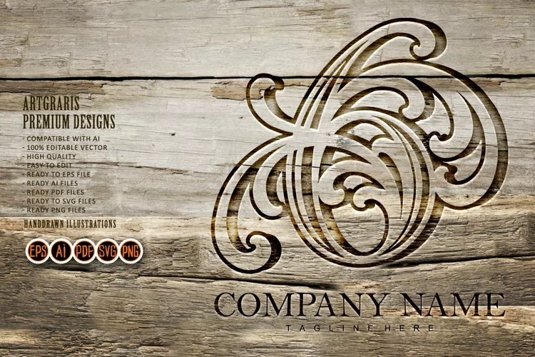 Vintage flourish number 6 monogram letter logo outline