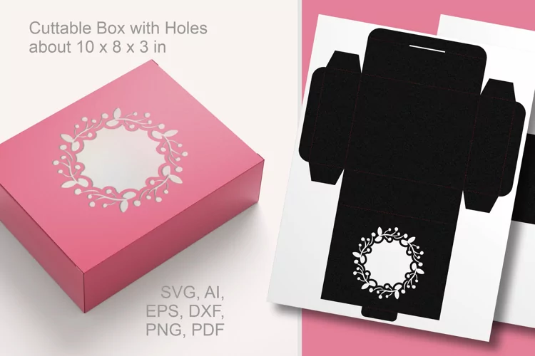 Vintage Flourish Window Rectangular Gift Box Paper Cut SVG