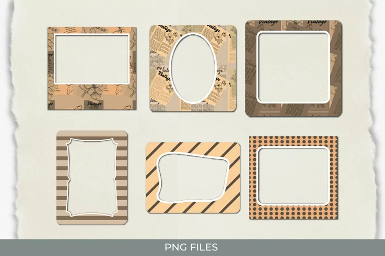Vintage Flower Article in Newspaper Seamless Pattern Frames