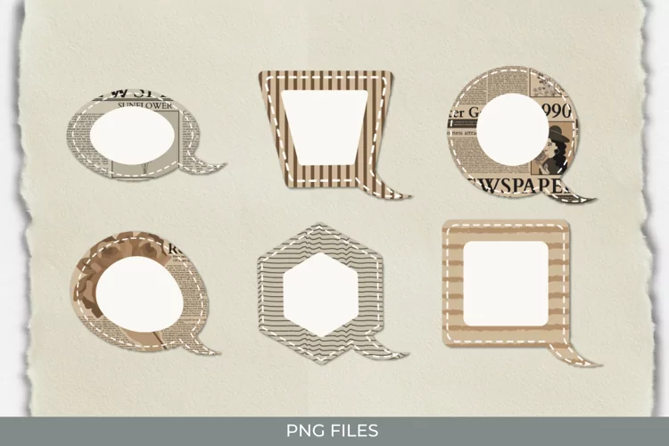 Vintage Flower Newspaper Seamless Pattern Speech Bubble