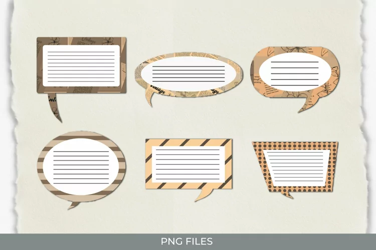 Vintage Flower Article in Newspaper Pattern Speech Bubbles