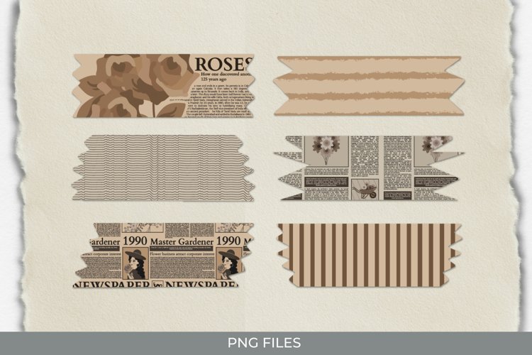 Vintage Flower Article in Newspaper Seamless Pattern Tape