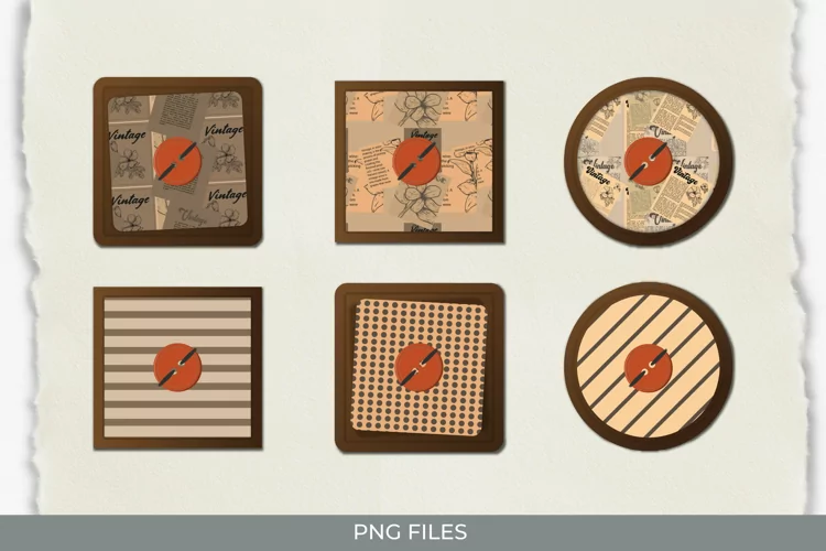Vintage Flower Article in Newspaper Pattern with Buttons