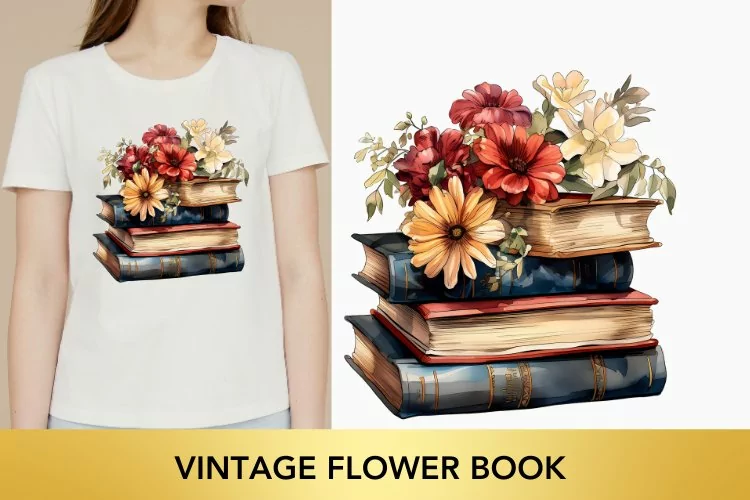 Vintage Flower Book Watercolor Sublimation