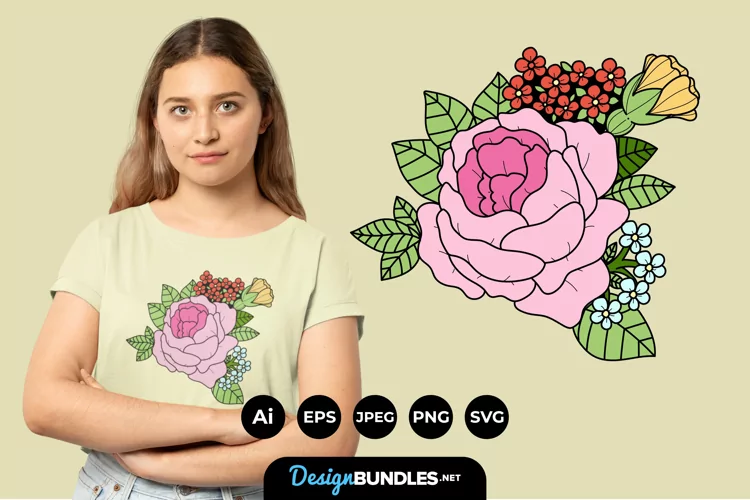 Vintage Flower Bouquet for T-Shirt Design SVG
