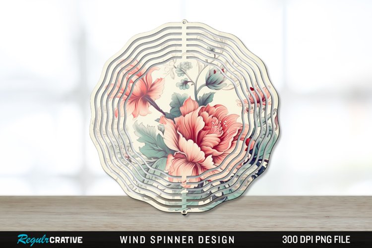 Vintage Flower Wind Spinner Sublimation PNG Design example image 1
