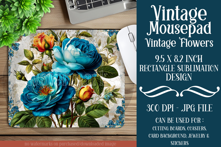 Vintage Mousepad, Sublimation Mousepad, Floral Mousepad, 100