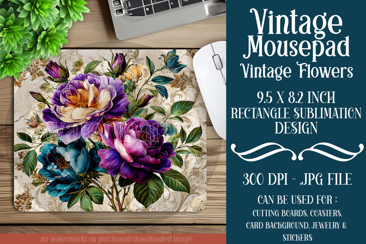 Vintage Mousepad, Sublimation Mousepad, Floral Mousepad, 101