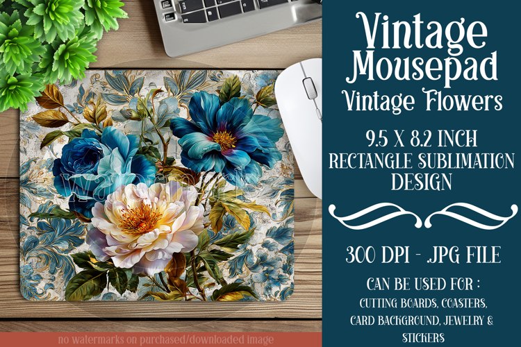 Vintage Mousepad, Sublimation Mousepad, Floral Mousepad, 102