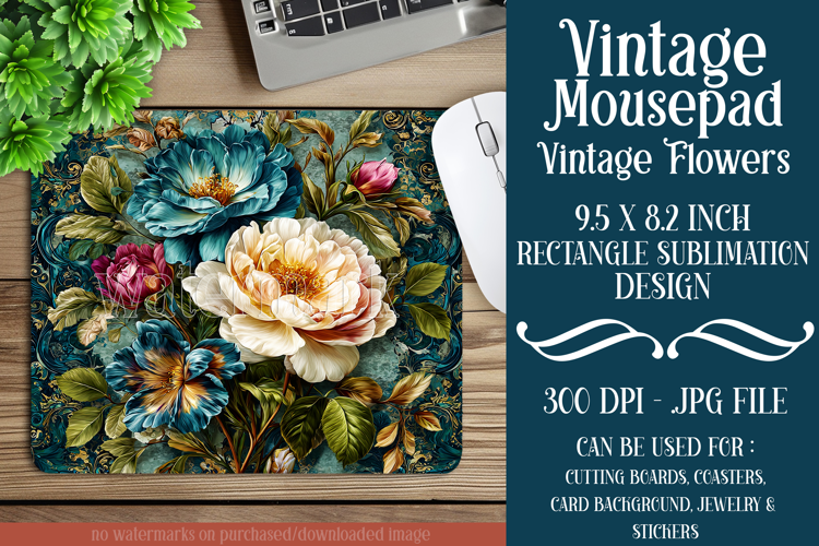 Vintage Mousepad, Sublimation Mousepad, Floral Mousepad, 118