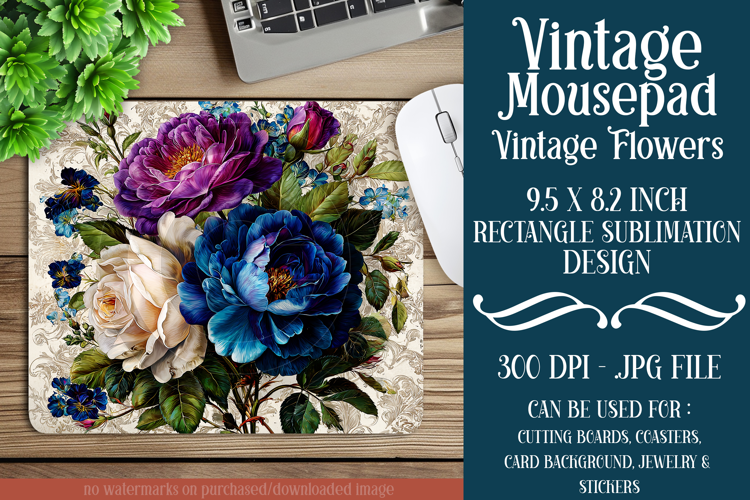 Vintage Mousepad, Sublimation Mousepad, Floral Mousepad, 134