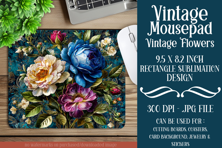 Vintage Mousepad, Sublimation Mousepad, Floral Mousepad, 136