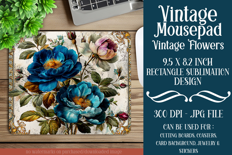 Vintage Mousepad, Sublimation Mousepad, Floral Mousepad, d63