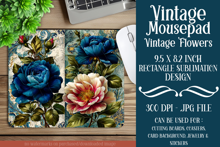Vintage Floral Mousepad Sublimation Design, d87