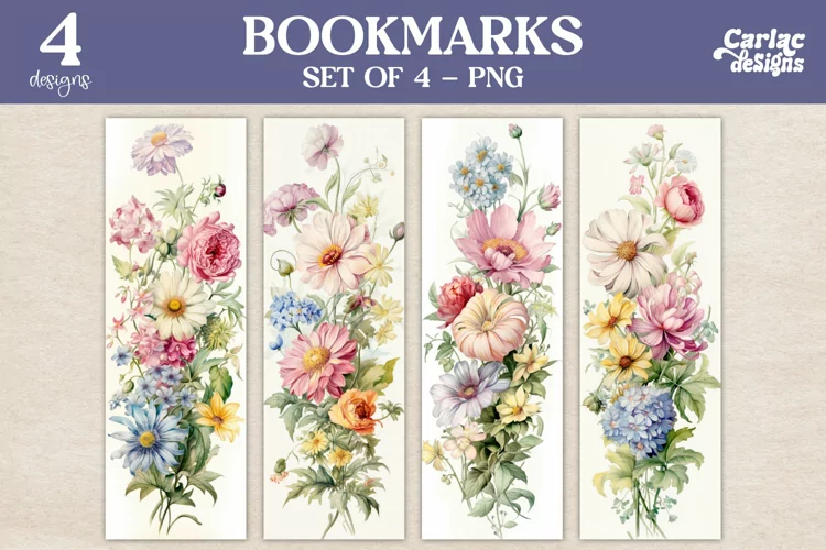 Vintage Flowers Bookmarks, Watercolor Bookmarks