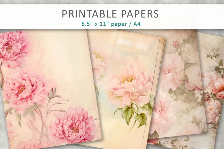 vintage flowers junk journal pages