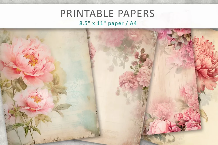 vintage floral junk journal pages