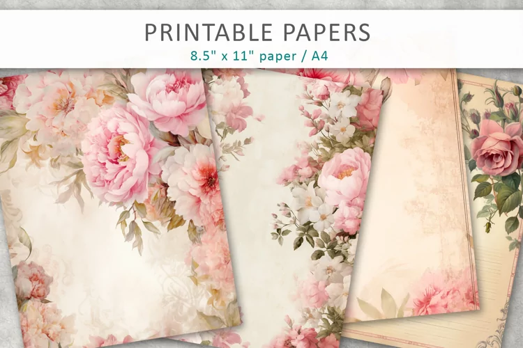 vintage junk journal, printable paper