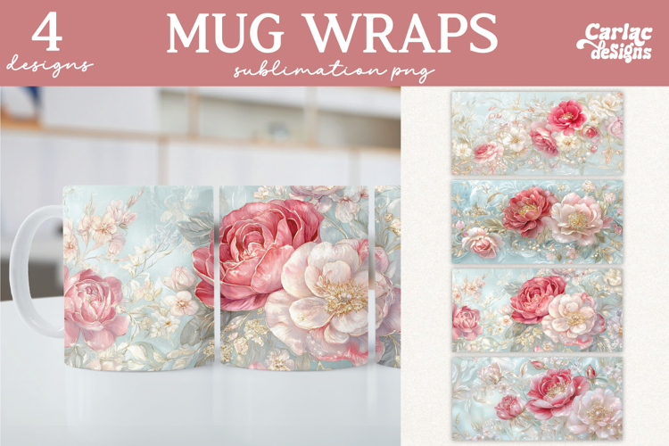 Vintage Flowers Mug Sublimation, Mug Sublimation Designs
