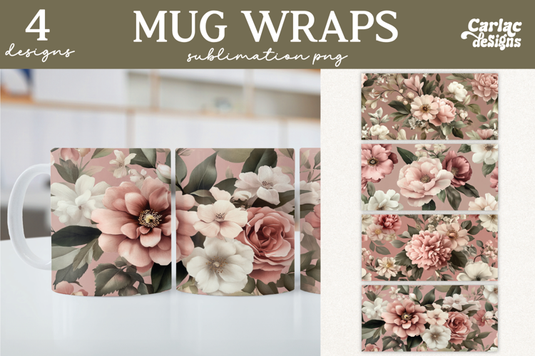 Vintage Flowers Mug Sublimation, Mug Sublimation Designs